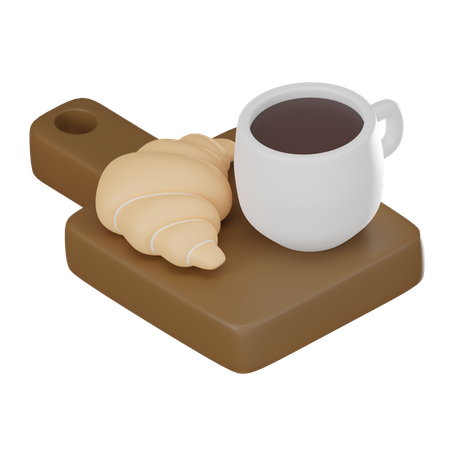 Café e croissant  3D Icon