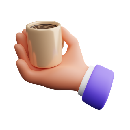 Mano llevando café  3D Icon