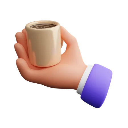 Mano llevando café  3D Icon