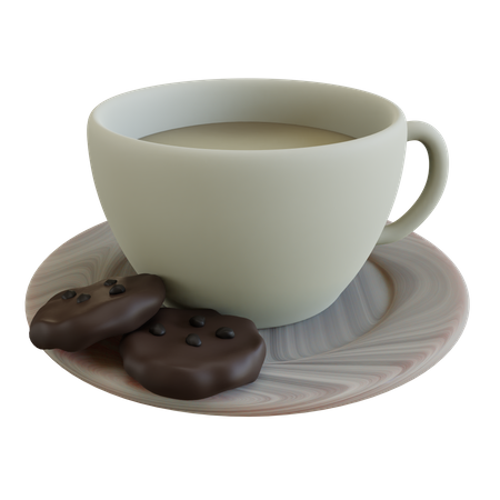 Café en taza con galletas  3D Icon