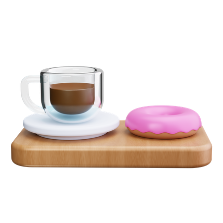 Café et beignet  3D Icon