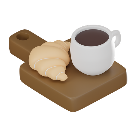 Café et croissant  3D Icon