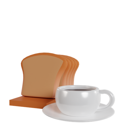 Café et pain  3D Icon