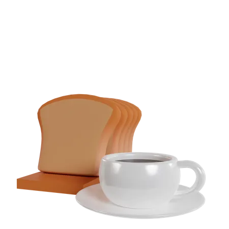Café et pain  3D Icon