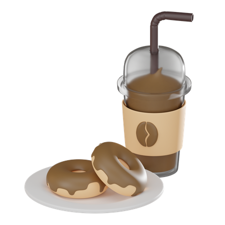 Frappe de café e donut  3D Icon