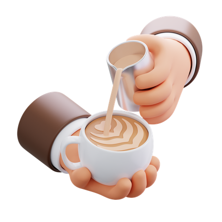 Café Latte Art Barista  3D Icon