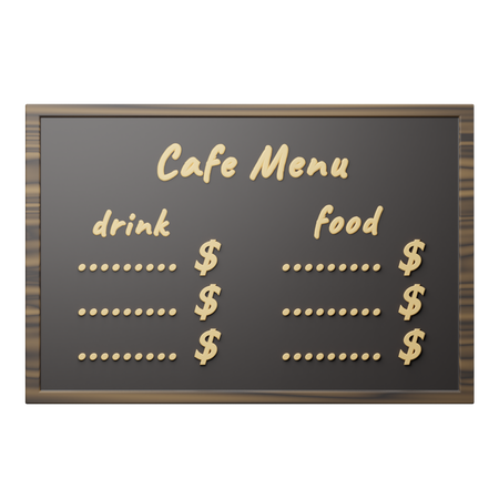 Cafe Menu  3D Illustration