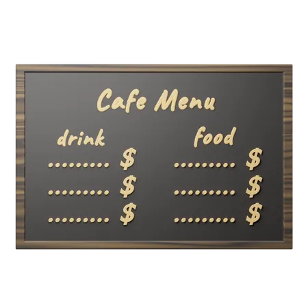 Cafe Menu  3D Illustration