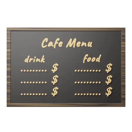 Cafe Menu 3D Illustration