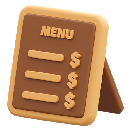 Cafe Menu Board  3D Icon