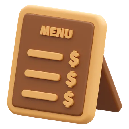 Cafe Menu Board  3D Icon