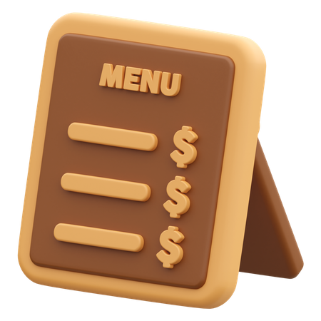 Cafe Menu Board 3D Icon