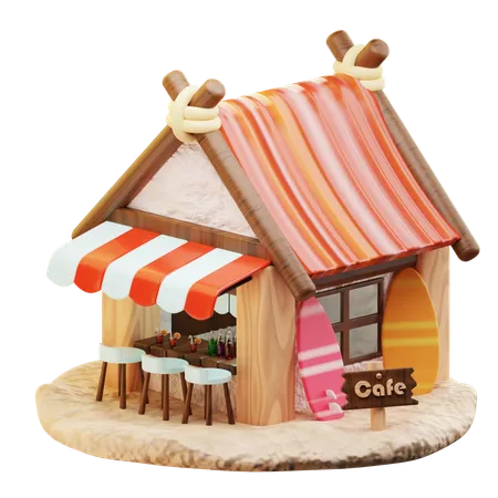 3 D Icon Summer Cafe On The Beach Isolated On Transparent Background 3 D Illustration High Resolution 3D Icon