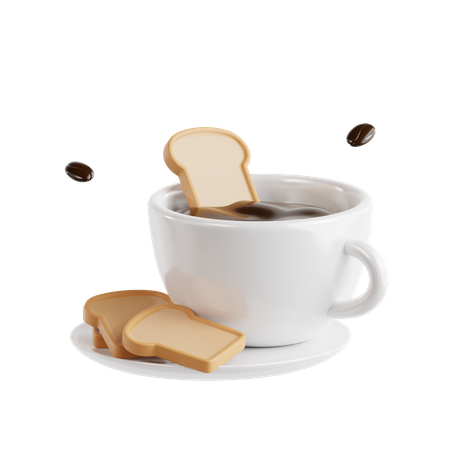 Café e pão quente  3D Icon