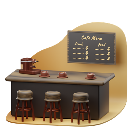 Cafe Sittings  3D Illustration