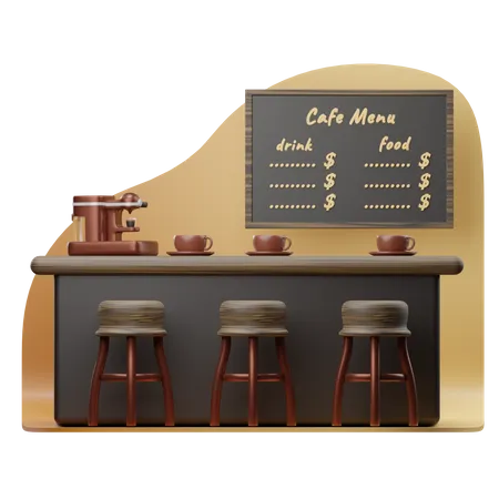 Cafe Sittings 3D Illustration