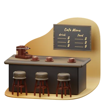 Café-Sitzungen  3D Illustration