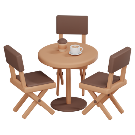 Cafe Small Table Set  3D Icon