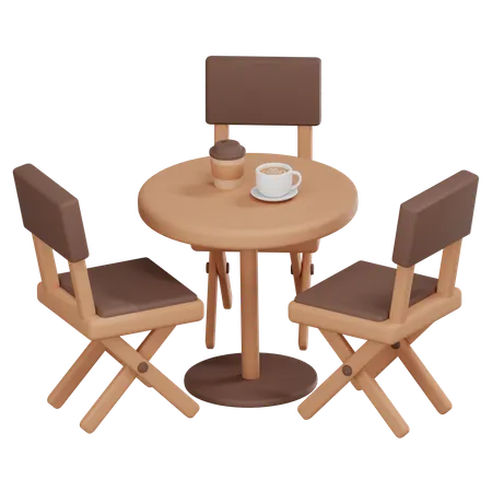 Cafe Small Table Set  3D Icon