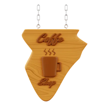 Letrero de madera de cafetería  3D Icon