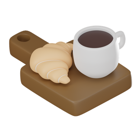 Café y croissant  3D Icon