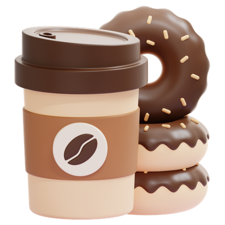 Cafe y donut  3D Icon