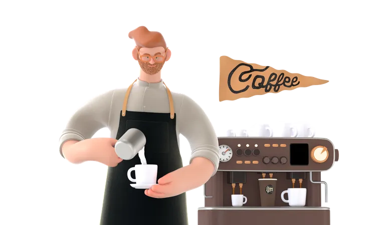 Cafeteira fazendo café  3D Illustration