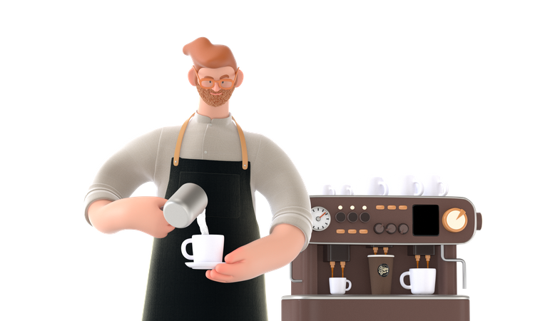 Cafetera haciendo cafe  3D Illustration