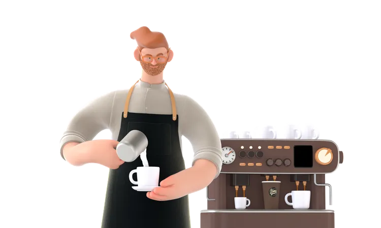 Cafetera haciendo cafe  3D Illustration