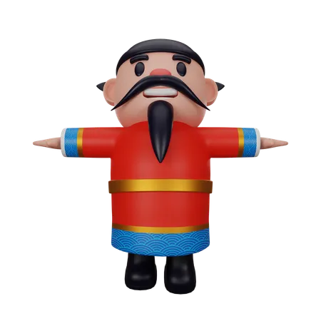 Cai Shen Flying  3D Illustration