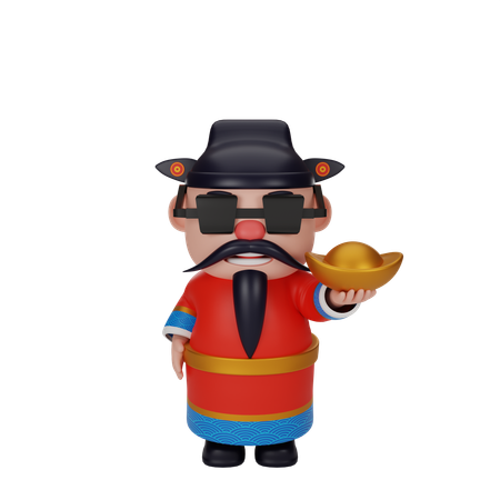 Cai Shen Holding Ingot  3D Icon