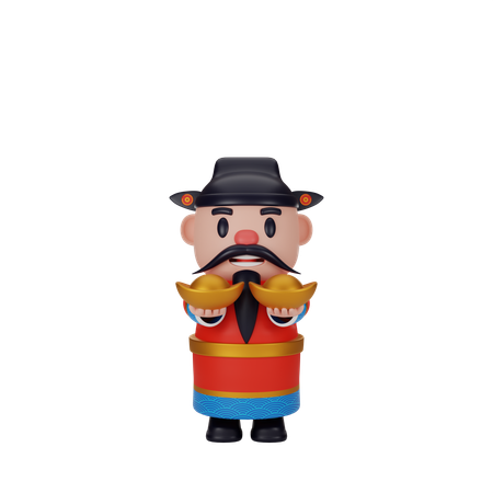 Cai Shen Holding Ingot  3D Icon