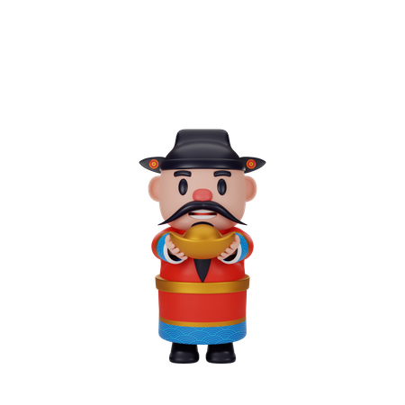 Cai Shen Holding Ingot  3D Icon