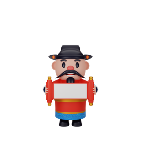 Cai Shen Holding Scroll  3D Icon