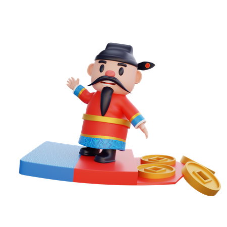 Cai Shen with money envelop  3D Icon