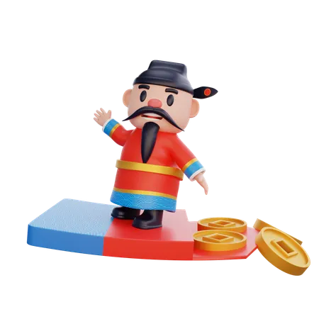 Cai Shen with money envelop  3D Illustration