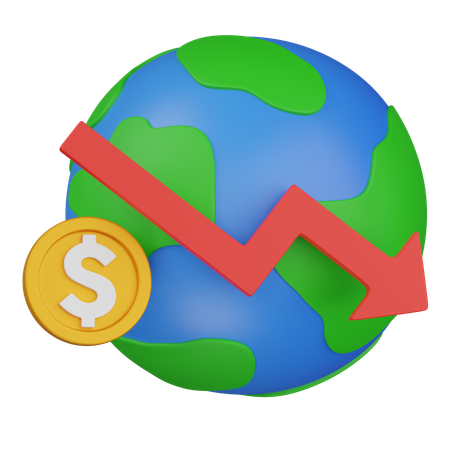 Caída de la economía mundial  3D Icon