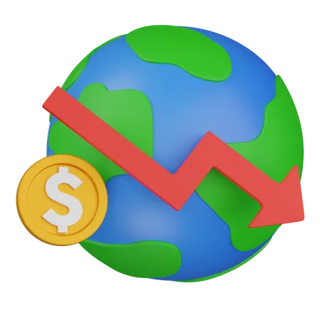 Caída de la economía mundial  3D Icon