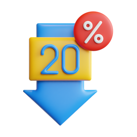 Caída del precio del 20 por ciento  3D Icon