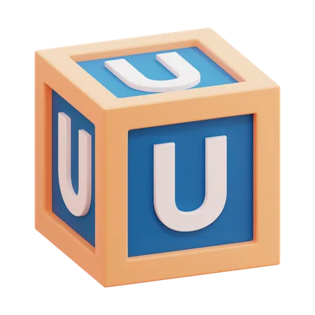 Caixa do alfabeto letra u  3D Icon