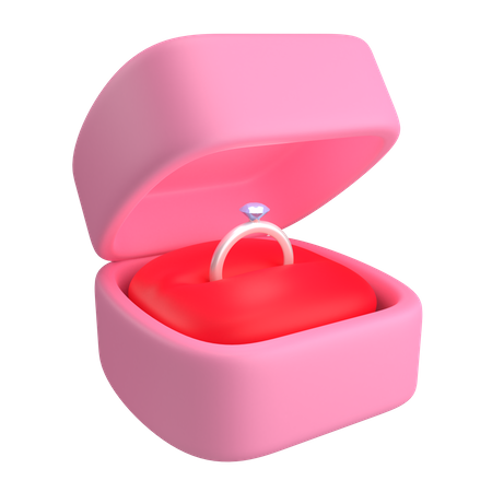 Caixa rosa anel de prata  3D Illustration