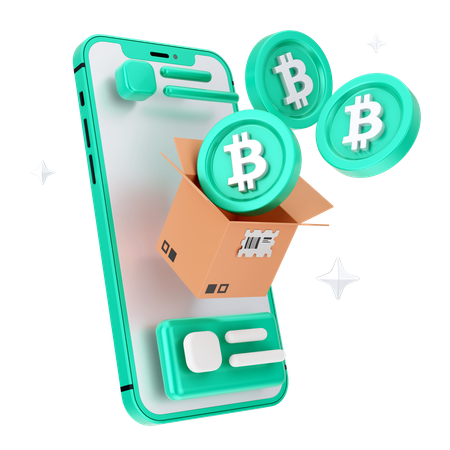 Caixa de bitcoin online  3D Icon