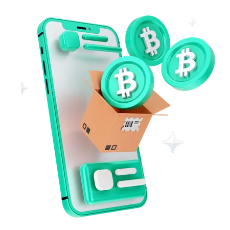 Caixa de bitcoin online  3D Icon