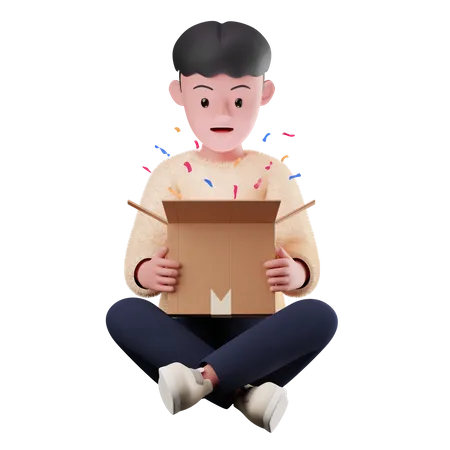Caixa de entrega aberta masculina  3D Illustration