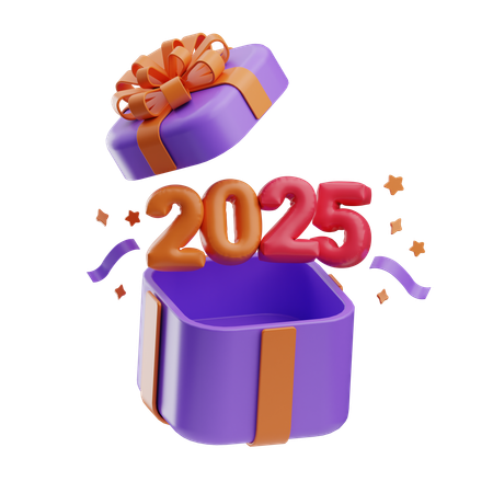 Caixa de Presente 2025  3D Icon