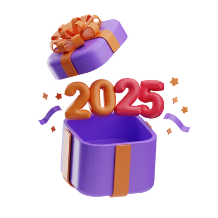 Caixa de Presente 2025  3D Icon