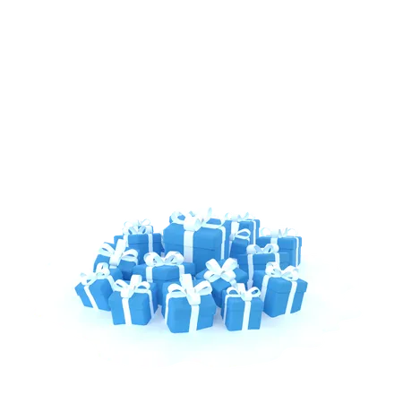 Ilustracao 3 D De Muitas Caixas De Presente De Cor Azul Na Neve 3D Icon
