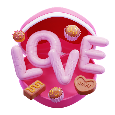 Caixa de presente de amor com bombons de chocolate  3D Icon