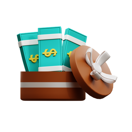 Caixa de presente de notas de dólar  3D Icon