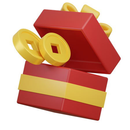 Caixa de presente e moeda  3D Icon